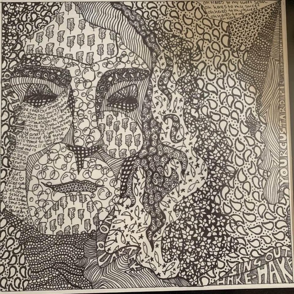 Robert Plant Led Zeppelin pen & ink framed drawing